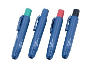 permanent markers with retractable nib, metal detectable - green, blue, red, black